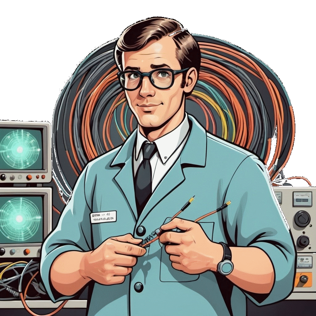 Lab tech with wires